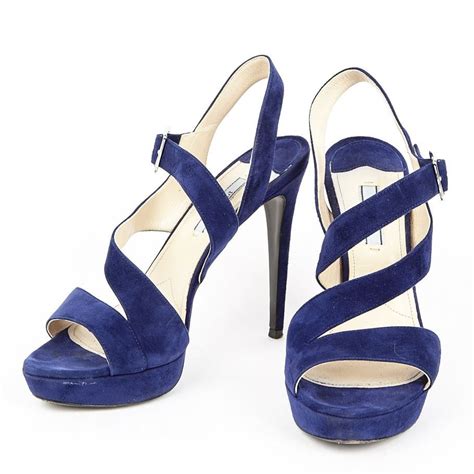 blue suede prada heels